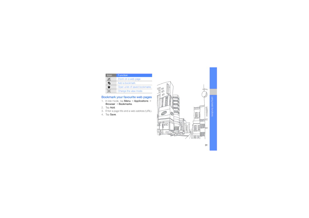 Samsung MUGM8800DKASTD manual Bookmark your favourite web pages 