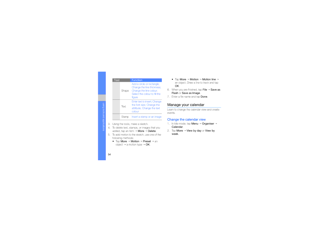 Samsung MUGM8800DKASTD manual Manage your calendar, Change the calendar view 