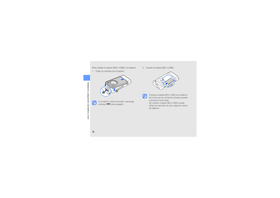 Samsung MUGM8800DKASTD manual Inserte la tarjeta SIM o Usim 