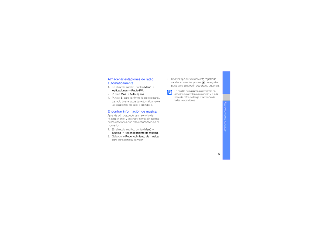 Samsung MUGM8800DKASTD manual Almacenar estaciones de radio automáticamente, Encontrar información de música 