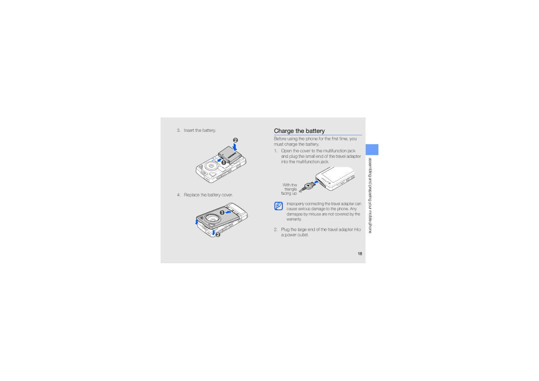 Samsung MUGM8800DKASTD manual Charge the battery 