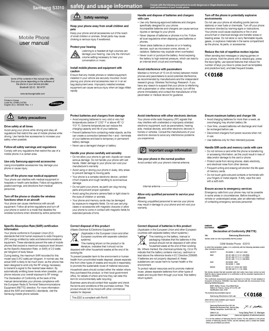 Samsung MUGS3310ASASTD manual Verwenden Sie nur von Samsung zugelassenes Zubehör, Schützen Sie Ihr Gehör 