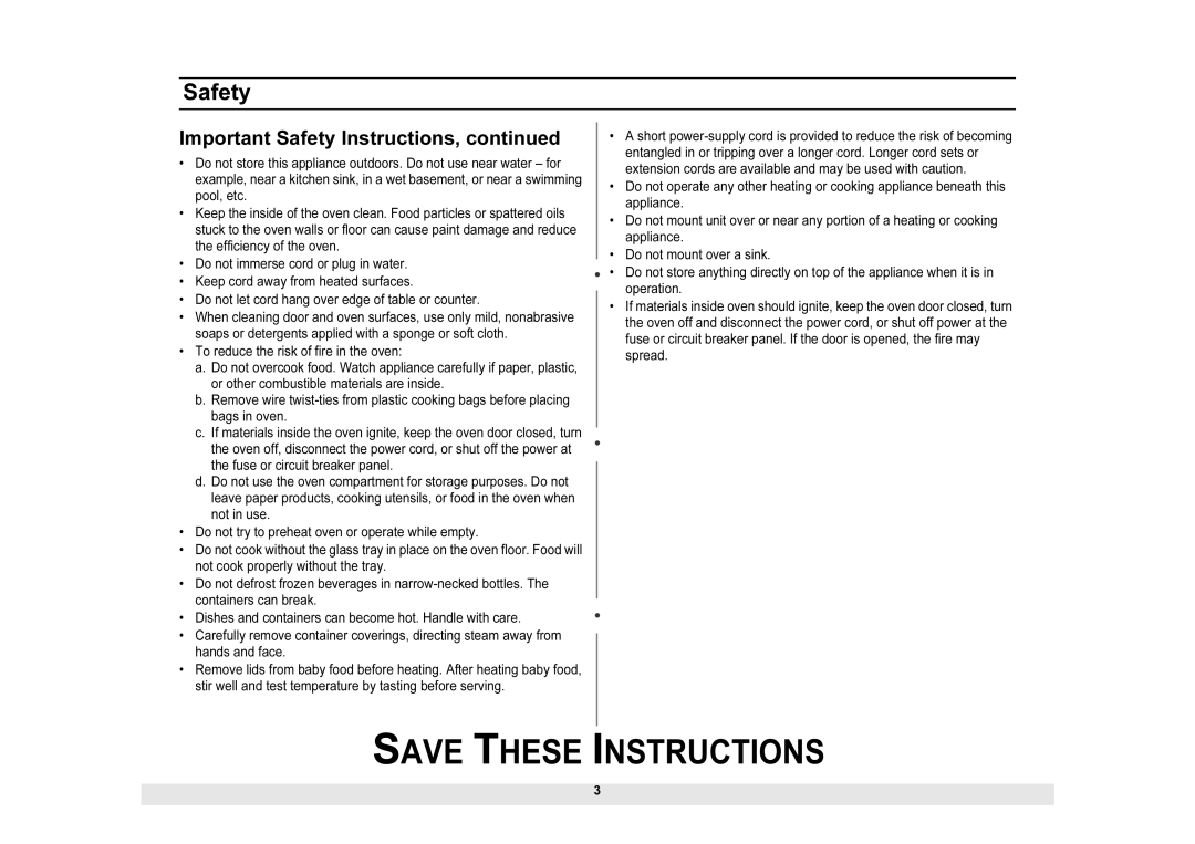 Samsung MW1225BB, MW1025SB, MW1025BB, MW1225SB, MW1225WB, DE68-01937A manual Important Safety Instructions 