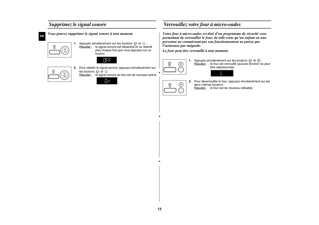 Samsung MW108L-S/XEF manual Vous pouvez supprimer le signal sonore à tout moment 