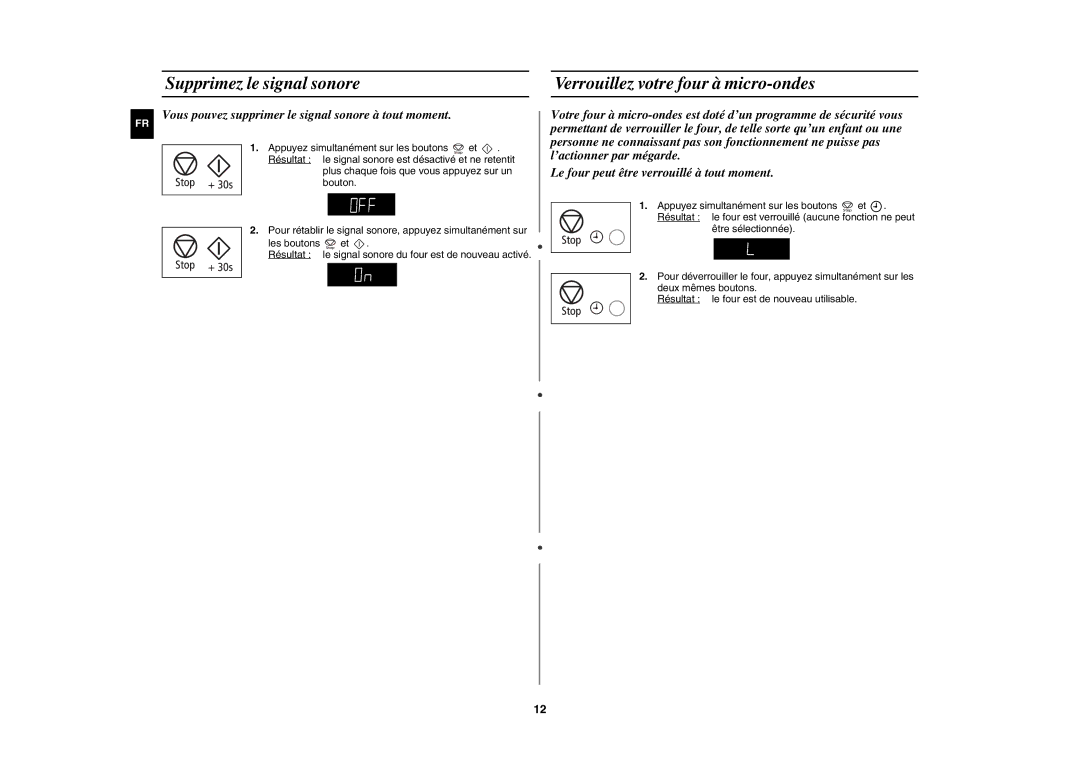 Samsung MW109M-B/XEF manual Vous pouvez supprimer le signal sonore à tout moment 