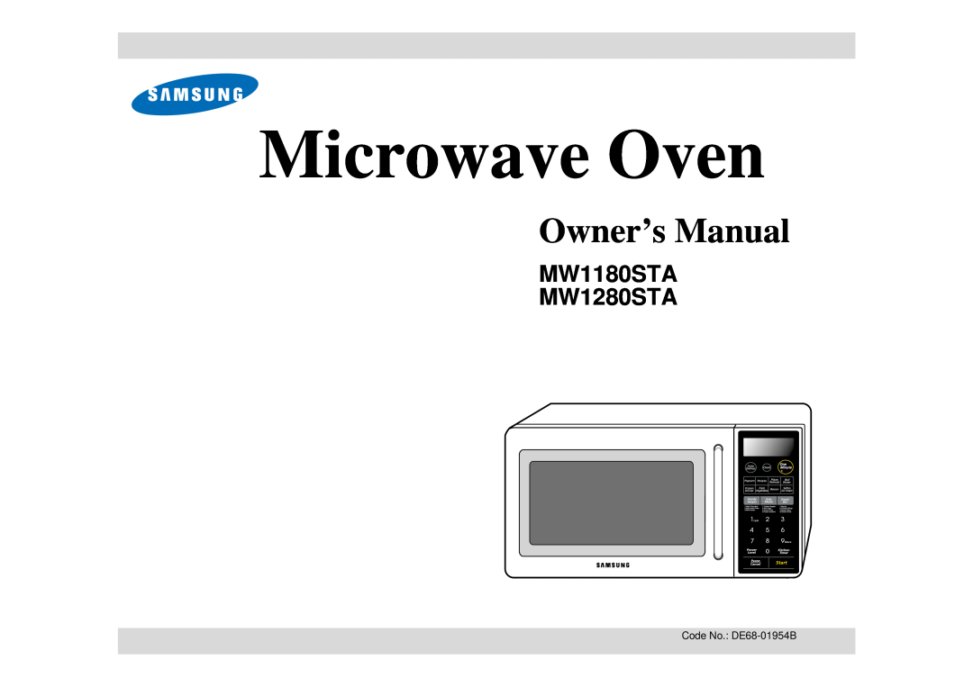 Samsung manual Microwave Oven, Owner’s Manual, MW1180STA MW1280STA 