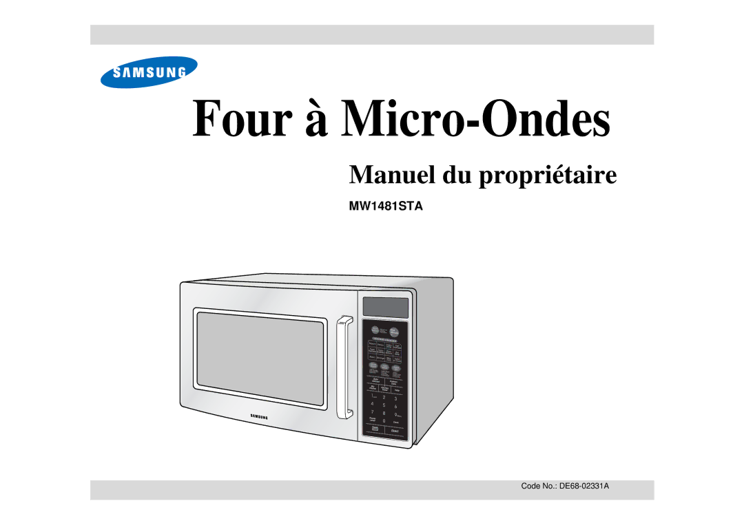 Samsung DE68-02331A, MW1481STA manual Four à Micro-Ondes 