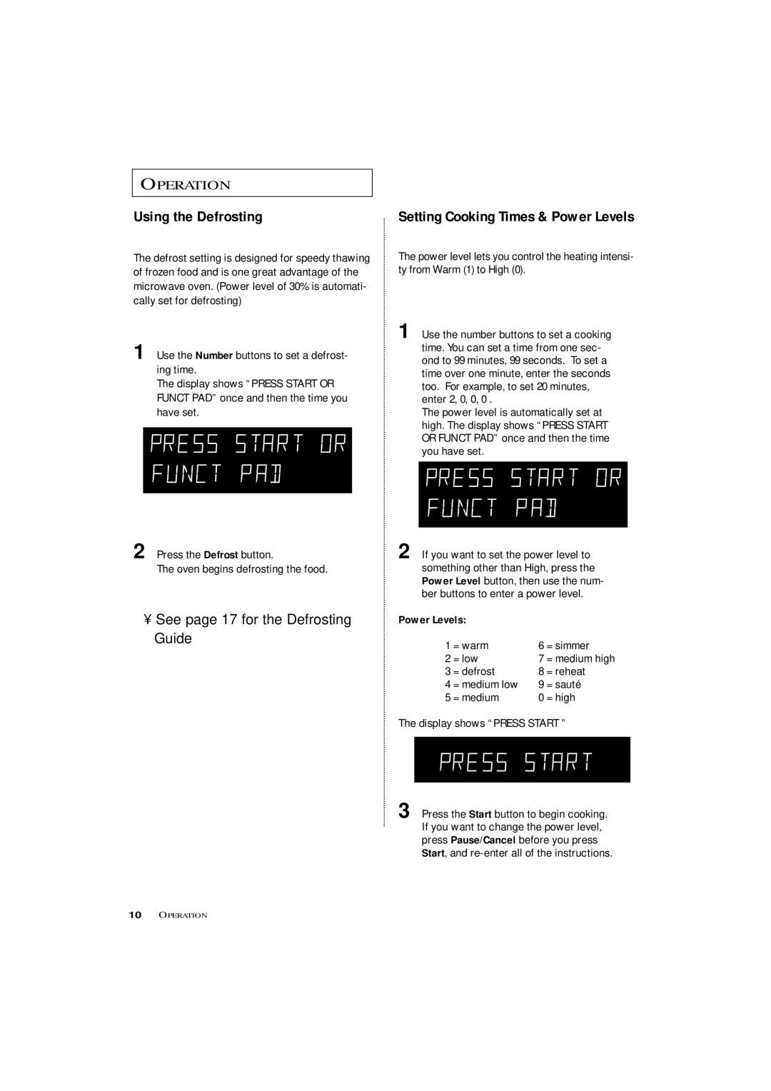 Samsung MW4090W, MW4390W, ME4096W owner manual Using the Defrosting, Power Levels 