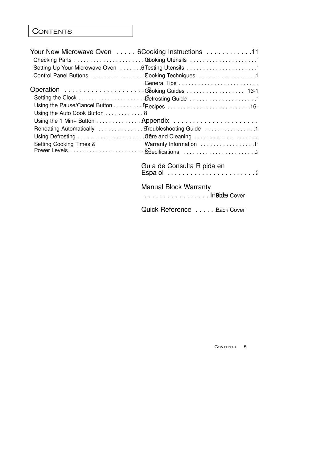 Samsung MW4699S, MW4688BA owner manual Your New Microwave Oven, Operation, Cooking Instructions, Appendix 