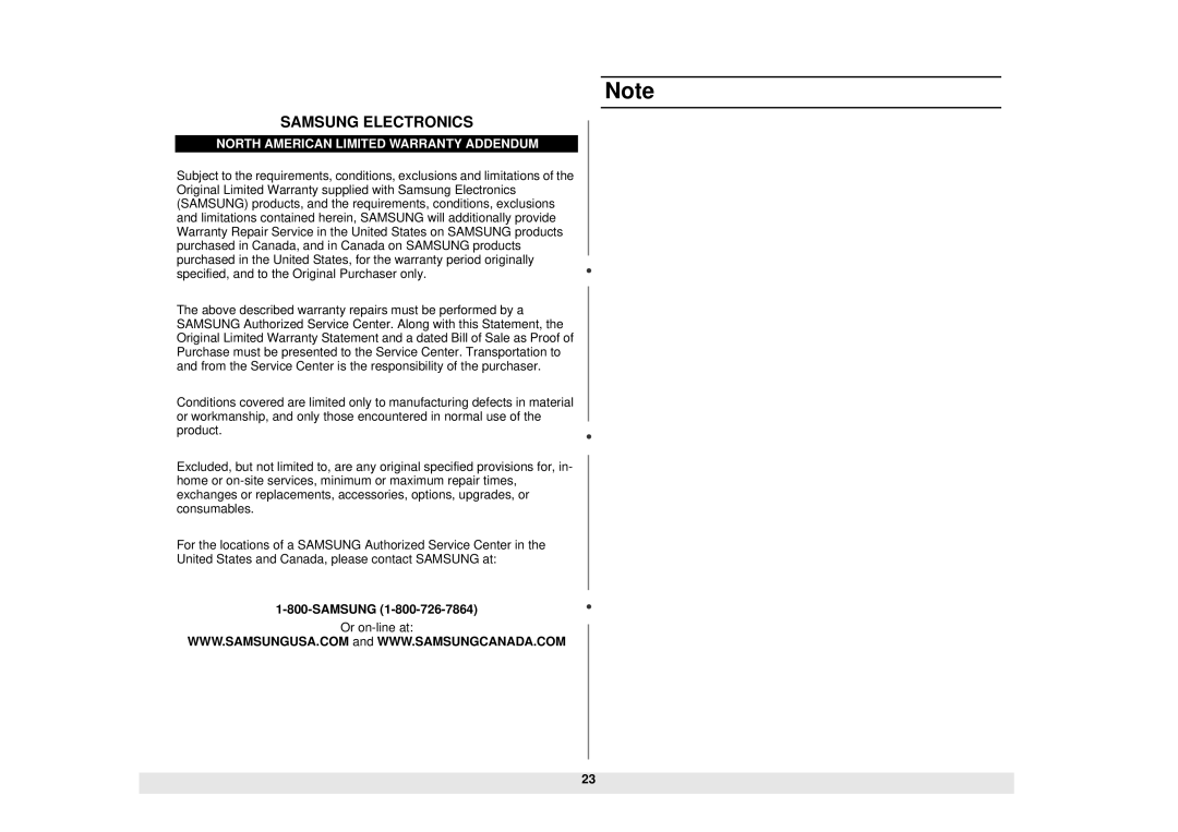 Samsung MW620BA, MW610WA, MW630BA, MW610BA, MW620WA, MW630WA manual Samsung Electronics 