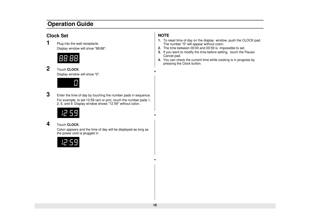 Samsung MW620WB, MW610WB, MW630WB, DE68-01685A owner manual Clock Set 