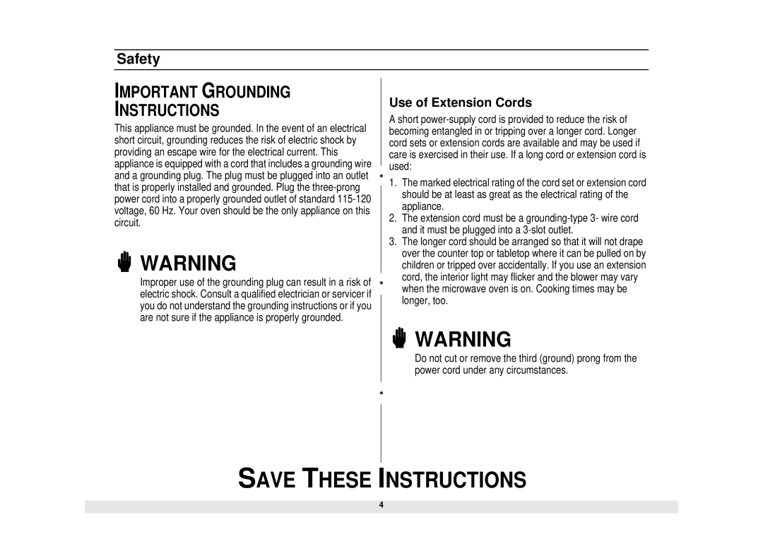 Samsung MW610WB, MW630WB, MW620WB, DE68-01685A owner manual Save These 