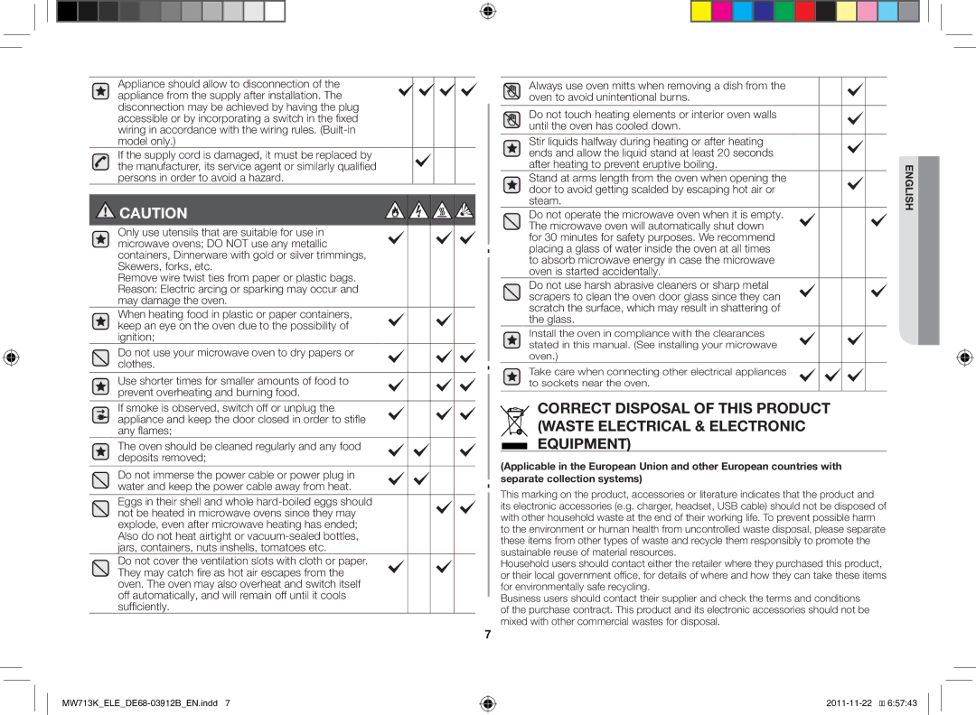 Samsung MW711K-S/ELE manual English 