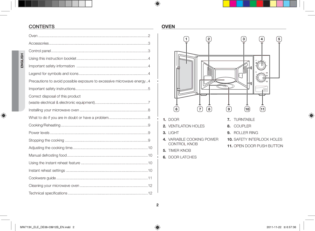 Samsung MW711K/ELE, MW713K/ELE, MW712K/BAL manual Oven, Correct disposal of this product 