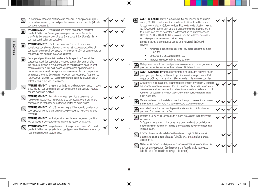 Samsung MW712K-B/XEF manual Français 