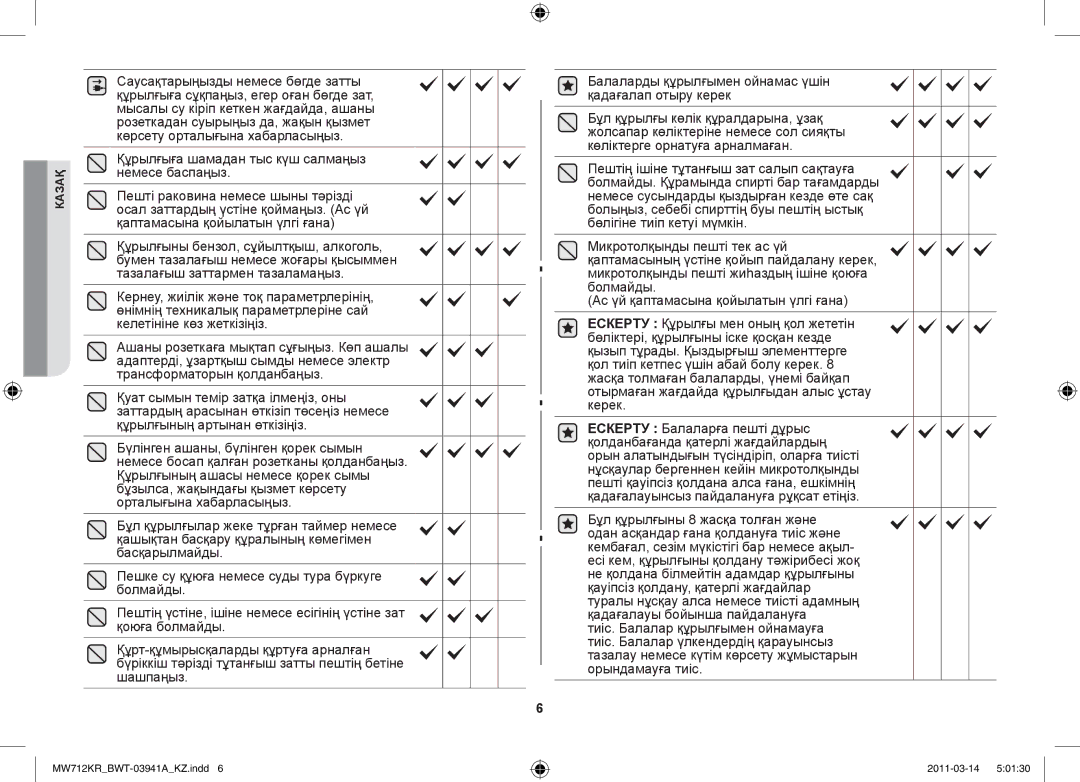 Samsung MW712KR/BWT manual Казақ 