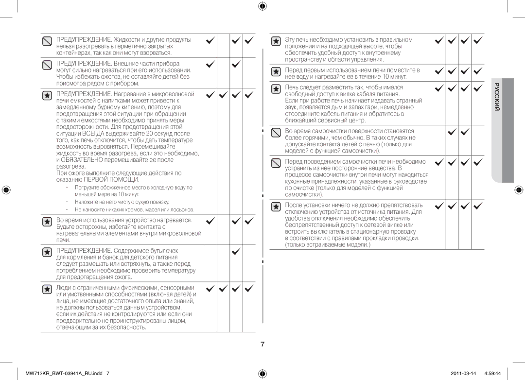 Samsung MW712KR/BWT manual Русский 