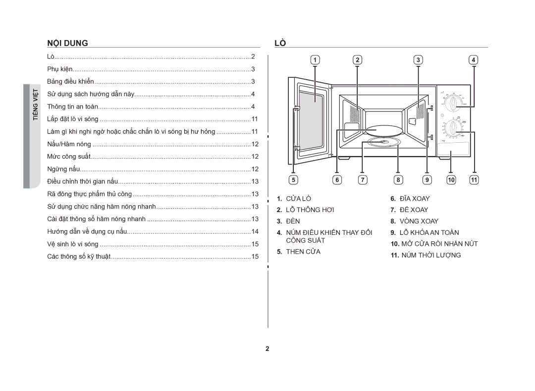 Samsung MW712N/XSV manual Nội dung 