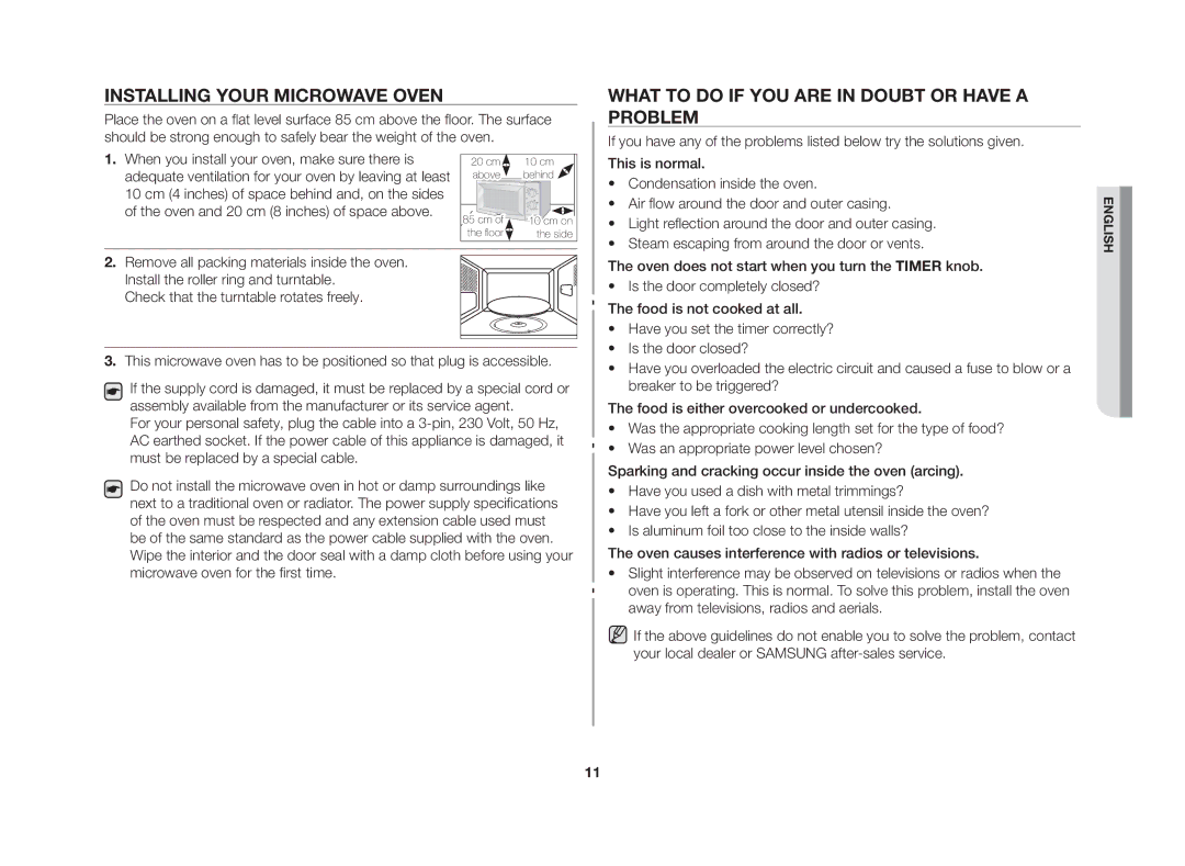 Samsung MW712N/XSV manual Installing your microwave oven, What to do if you are in doubt or have a problem 