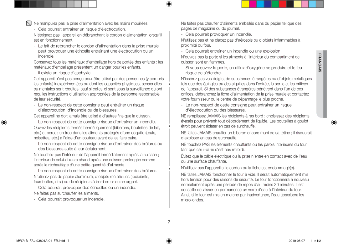 Samsung MW71B/BAL manual Français 