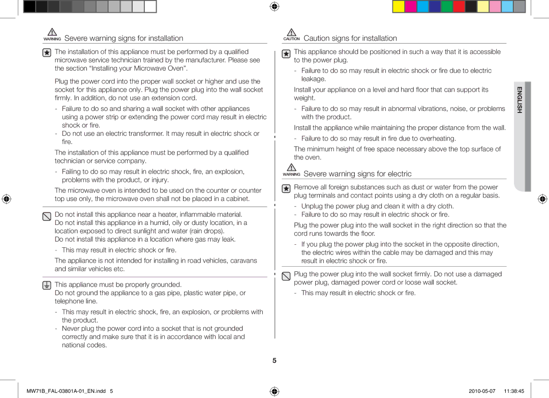 Samsung MW71B/BAL manual English 