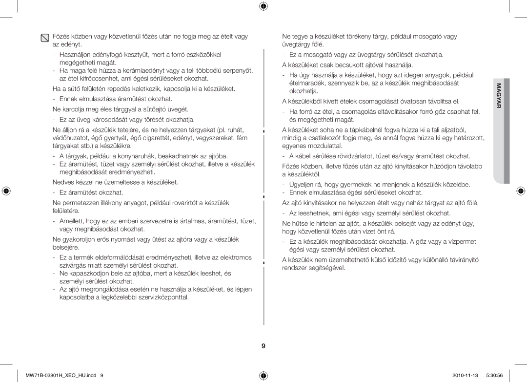 Samsung MW71B/XEO, MW71B/BOL, MW71B/ELE, MW71B/XEG manual Magyar 