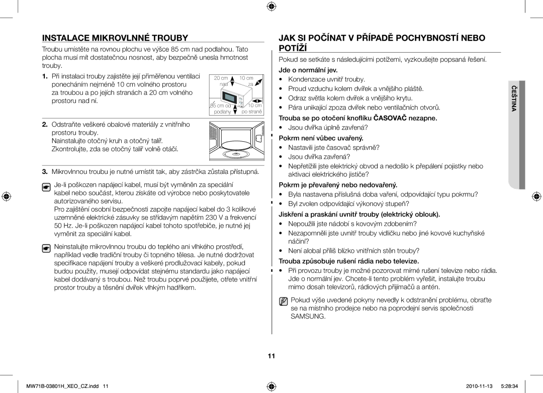 Samsung MW71B/XEG, MW71B/BOL, MW71B/XEO, MW71B/ELE manual Potíží 