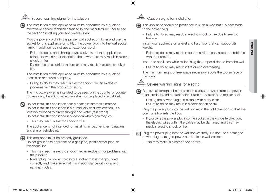 Samsung MW71B/XEO, MW71B/BOL, MW71B/ELE, MW71B/XEG manual English 