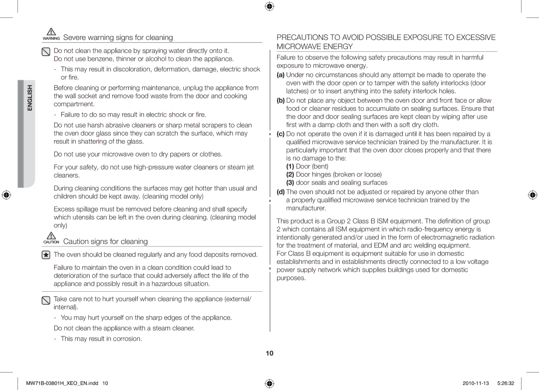 Samsung MW71B/ELE, MW71B/BOL, MW71B/XEO, MW71B/XEG manual English 