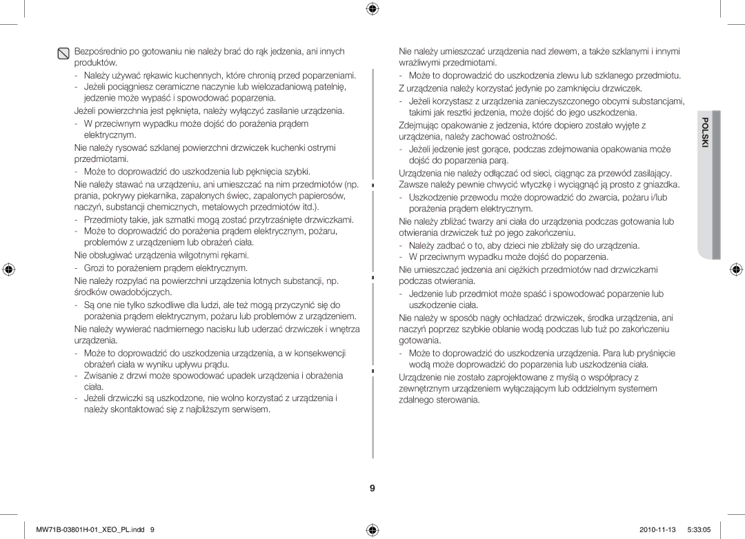 Samsung MW71B/XEO, MW71B/BOL, MW71B/ELE, MW71B/XEG manual Polski 