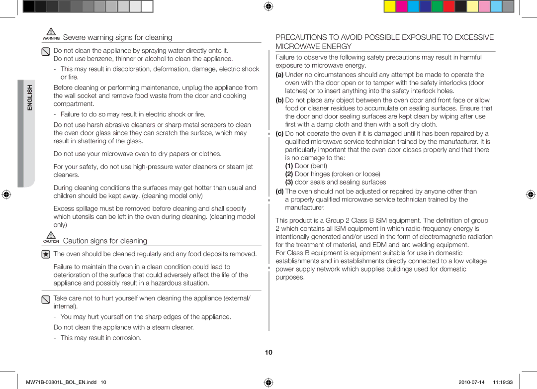 Samsung MW71B/XEG, MW71B/FAL, MW71B/XSV, MW71B/BOL, MW71B/XEO, MW73B/BAL, MW71B/ELE manual English 