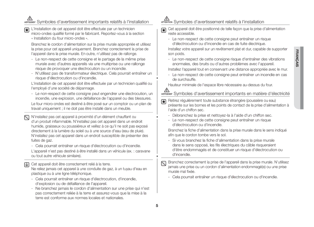 Samsung MW71B/XEF manual Français 