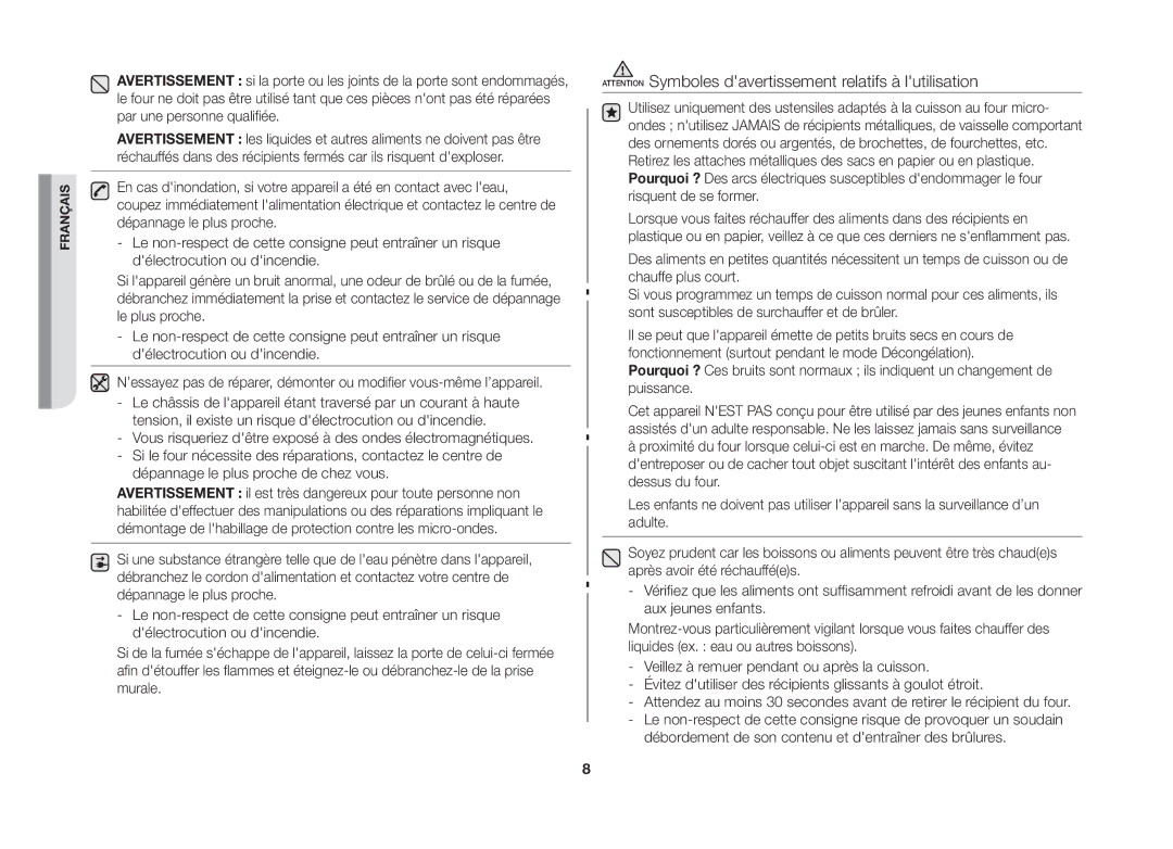 Samsung MW71B/XEF manual Français 