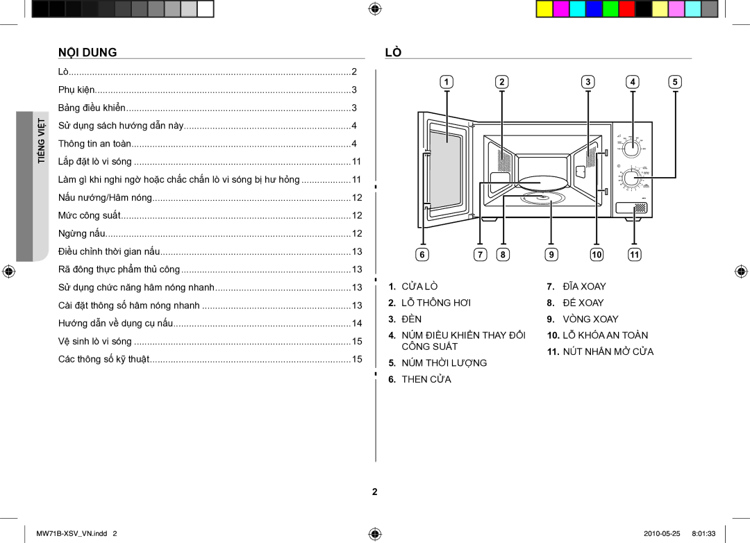 Samsung MW71B/XSV manual Nội dung, Làm gì khi nghi ngờ hoặc chắc chắn lò vi sóng bị hư hỏng 