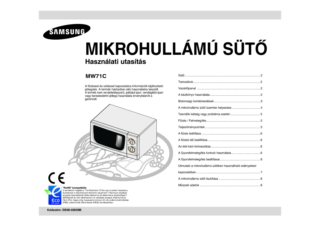 Samsung MW71C/XEH, MW71C/BOL manual Microwave Oven 