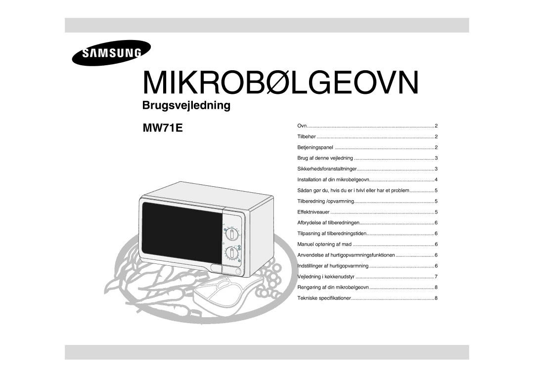 Samsung MW71E/XEE manual Mikrobølgeovn 