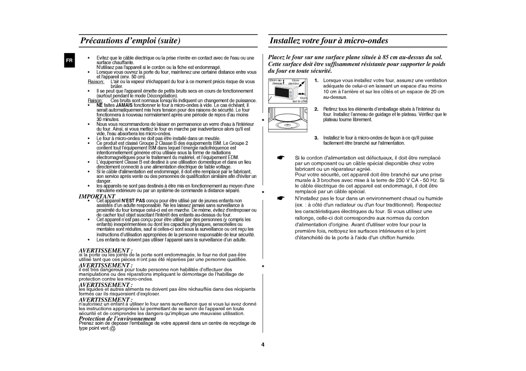 Samsung MW71E/XEF, MW71E-B/XEF manual Protection de lenvironnement, Surtout pendant le mode Décongélation Raison 