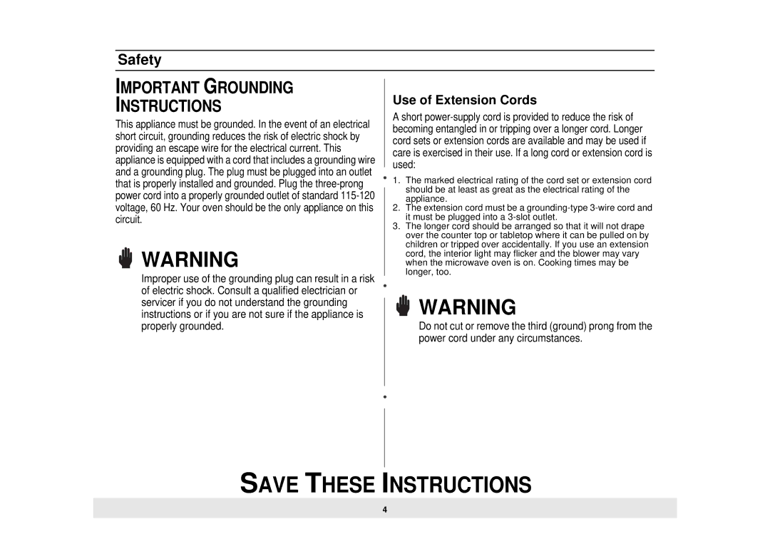 Samsung MW735WB, MW725WB, MW725BB manual Save These 