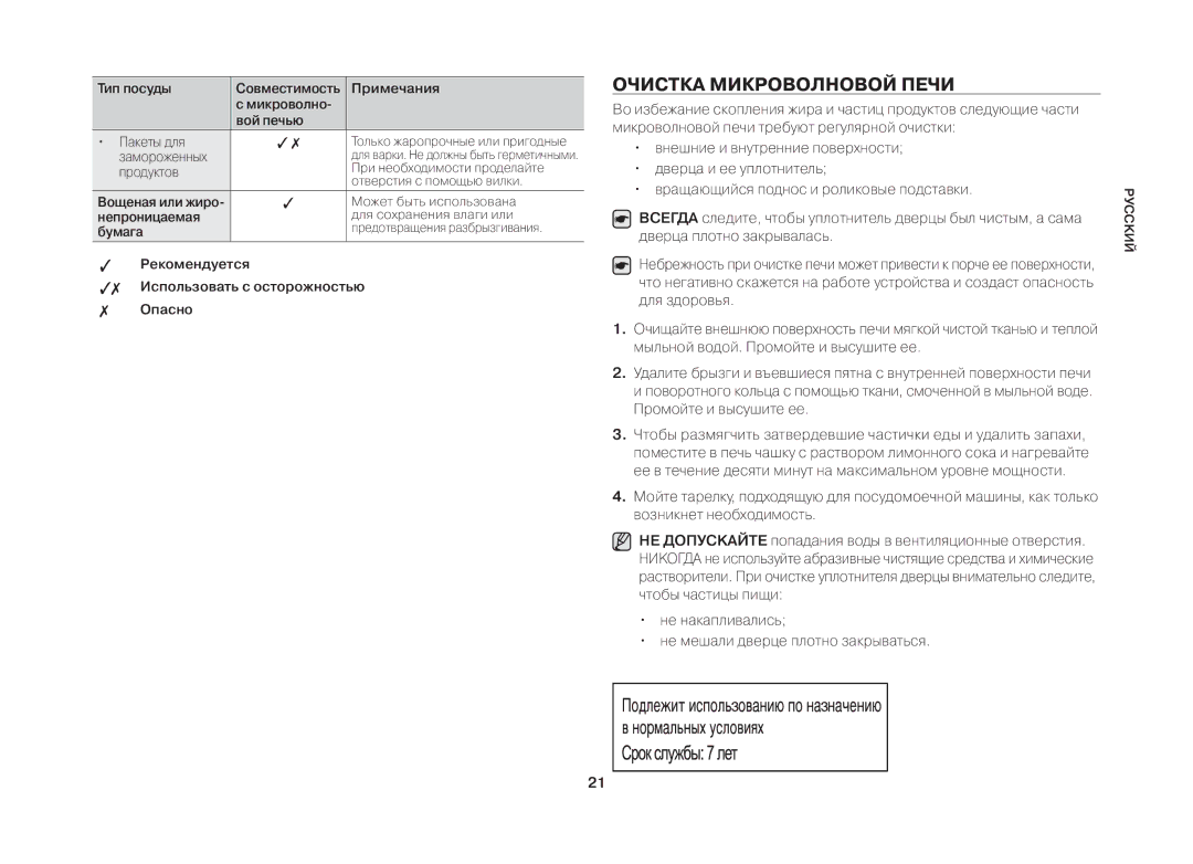 Samsung MW731KR/BWT manual Очистка Микроволновой Печи, Не накапливались Не мешали дверце плотно закрываться 