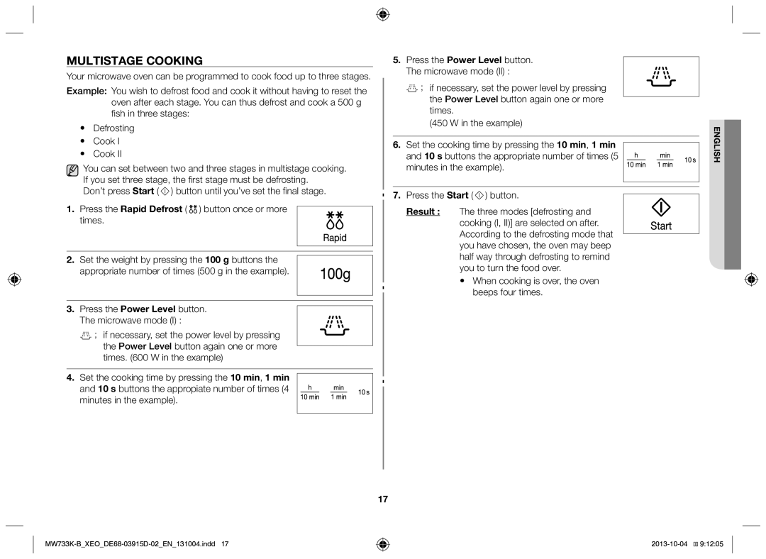 Samsung MW733K-B/XEO manual Multistage cooking 