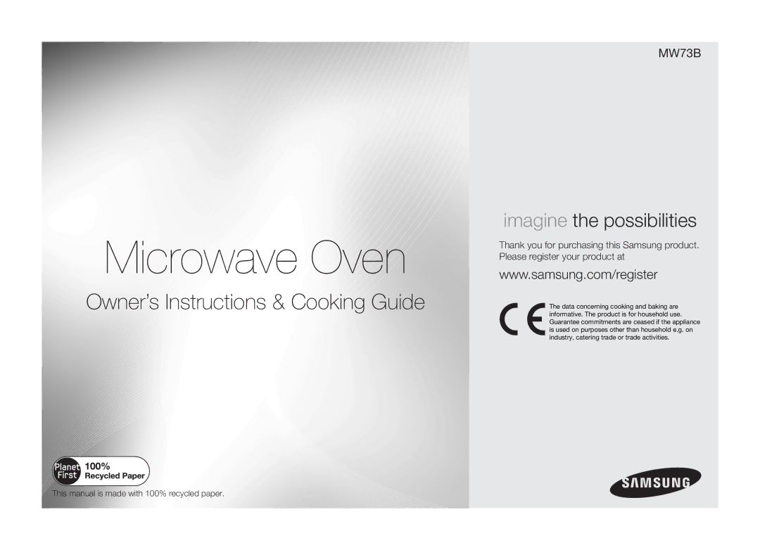 Samsung MW73B-S/XEO manual Microwave Oven 