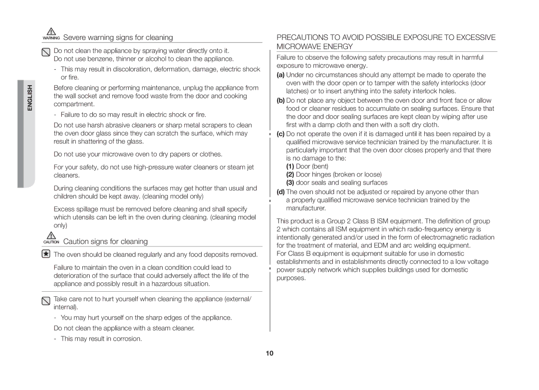 Samsung MW73B-S/XEO manual English 