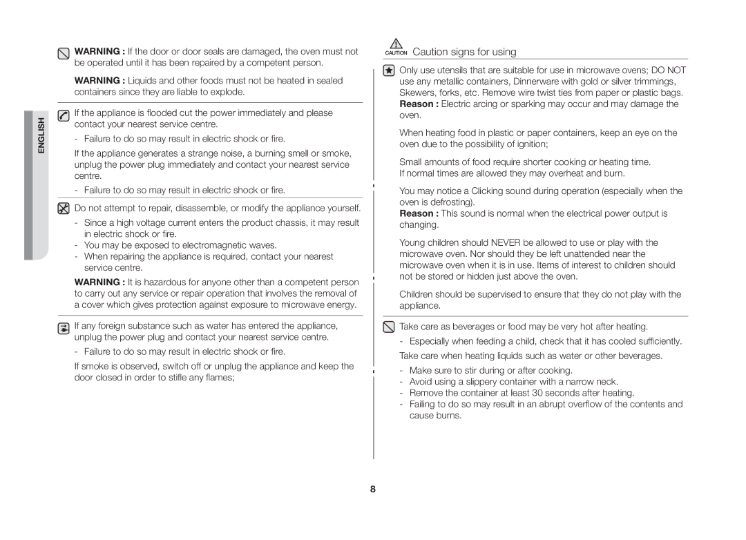 Samsung MW73B-S/XEO manual English 