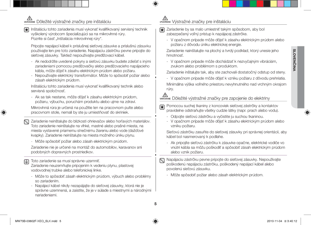 Samsung MW73B/BAL manual MW73B-03802F-XEOSLK.indd 2010-11-04 