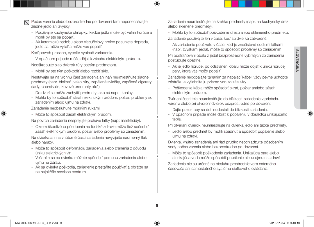 Samsung MW73B/BAL manual Slovenčina 