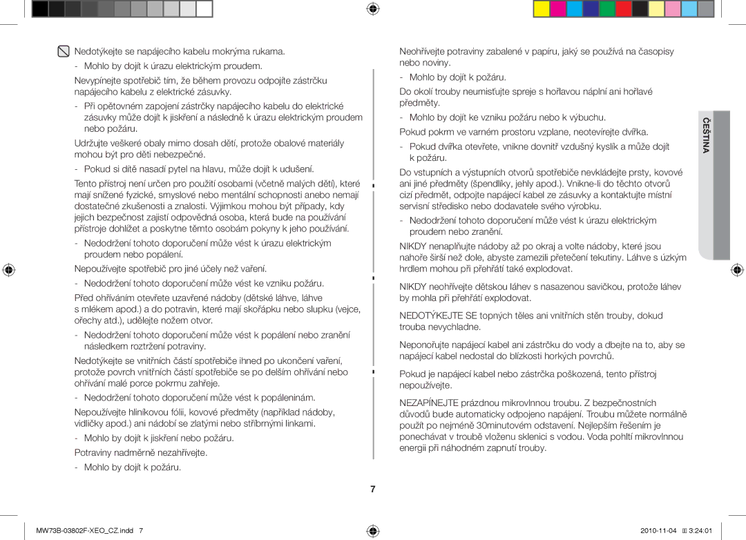 Samsung MW73B/BAL manual Čeština 