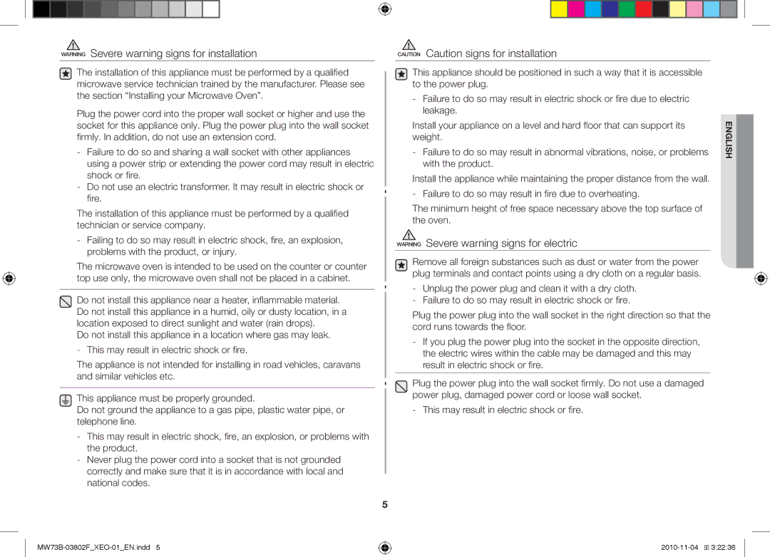 Samsung MW73B/BAL manual English 