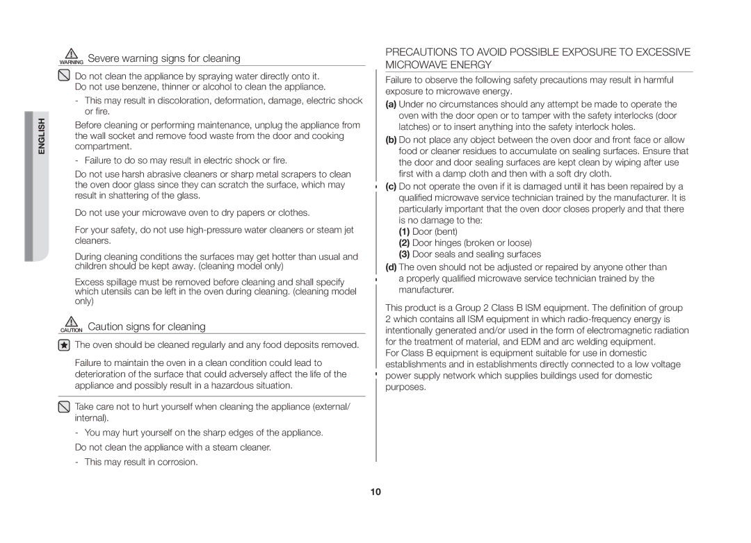 Samsung MW73B/ELE manual English 