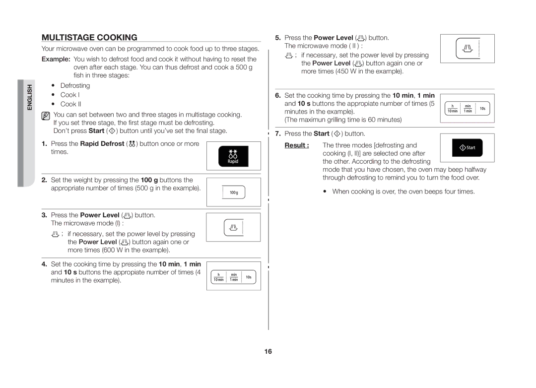 Samsung MW73B/ELE manual Multistage Cooking 