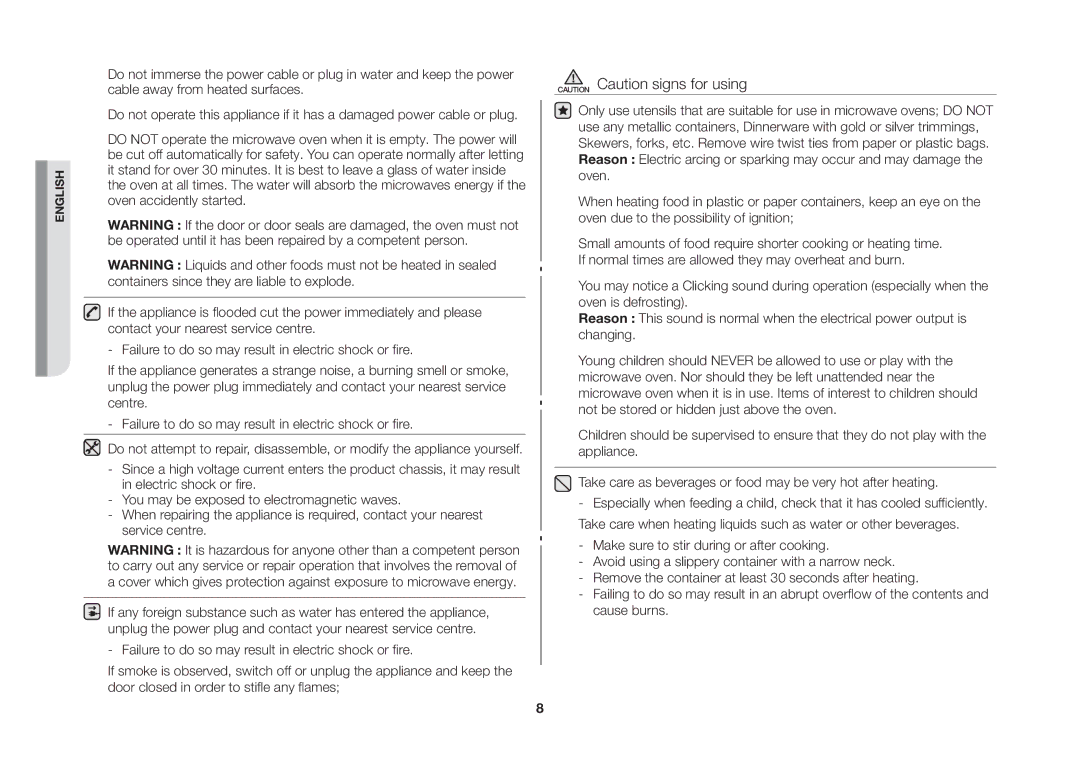 Samsung MW73B/ELE manual English 